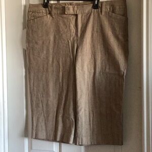 Tan Linen Blend Shorts